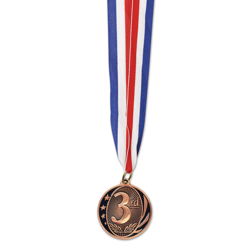 "3rd" Place Medal w/Ribbon – 30" w/2" Medal – (1/Card) by Beistle for Sports Awards