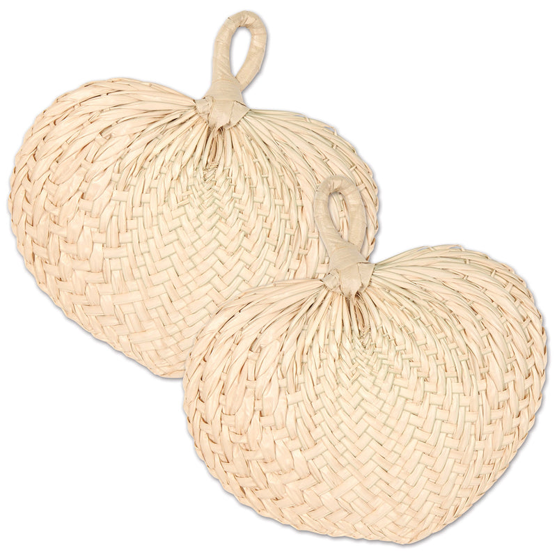Raffia Fans – Apprx 11" W – (2/Poly Bag) by Beistle for Luau Luau Accessories