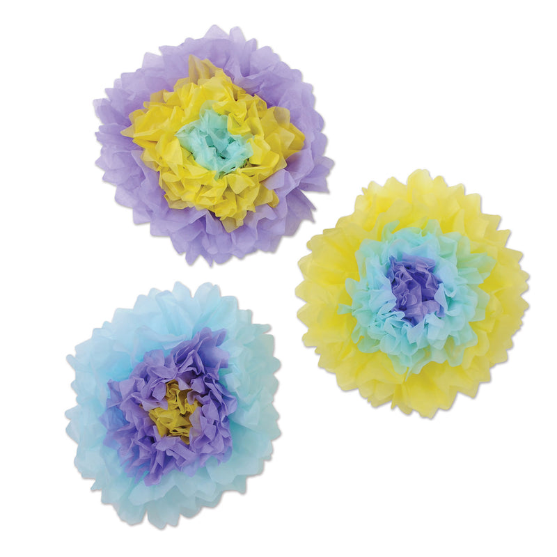 Tissue Flowers – 10" – (3/Pkg) by Beistle for Spring/Summer Tissue
