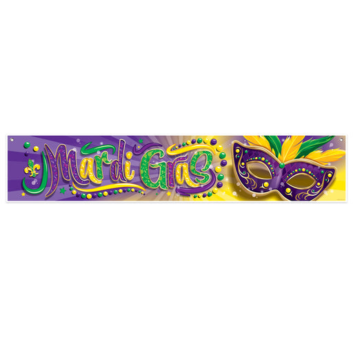 Mardi Gras Banner – 12" x 5' – (1/Pkg) by Beistle for Mardi Gras All-Weather