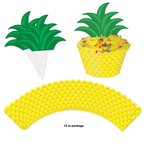 Pineapple Cupcake Wrappers – 8" – (12/Pkg) by Beistle for Luau Cupcake Wrappers