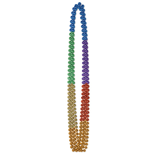 Rainbow Beads – 7mm x 36" – (6/Card) by Beistle for Rainbow Round Party Beads