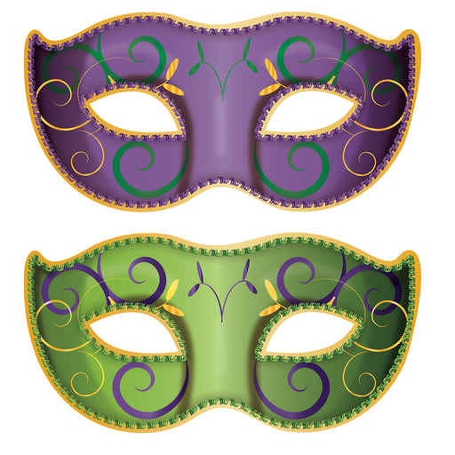 Jumbo Mardi Gras Mask Cutouts – 3' 1" – (2/Pkg) by Beistle for Mardi Gras Printed