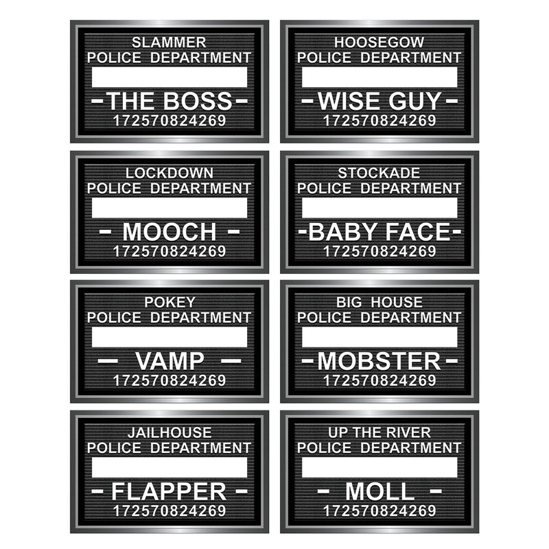 Speakeasy Mug Shot Photo Fun Signs – 6½" x 10½" – (8/Pkg) by Beistle for Great 20's Photo Fun Signs