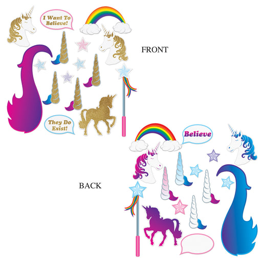 Unicorn Glittered Photo Fun Signs – 3"-19" – (16/Pkg) by Beistle for Unicorn Photo Fun Signs