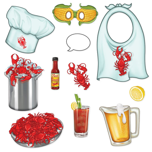 Crawfish Photo Fun Signs – 3"-16" – (11/Pkg) by Beistle for Mardi Gras Photo Fun Signs