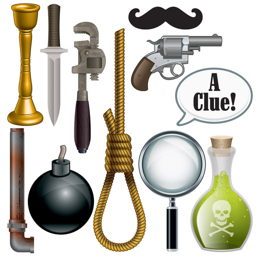 Murder Mystery Photo Fun Signs – 7"-20¾" – (11/Pkg) by Beistle for Crime Scene Photo Fun Signs