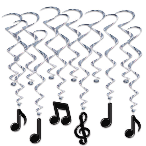 Musical Notes Whirls – 17½"-32" – (12/Pkg) by Beistle for Music Whirls