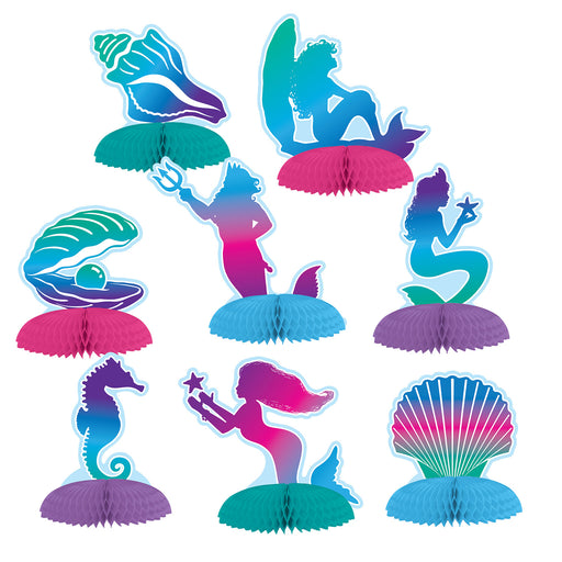 Mermaid Mini Centerpieces – 3½"-4¾" – (8/Pkg) by Beistle for Mermaid Tissue