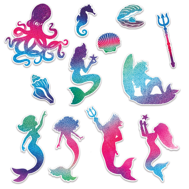 Mermaid Cutouts – 3¼"-11¼" – (12/Pkg)