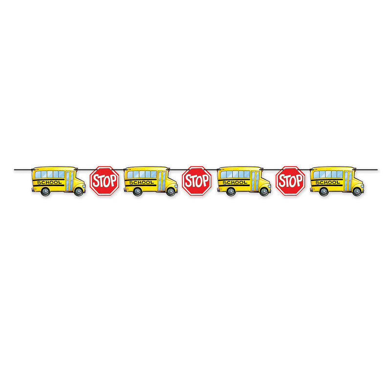 School Bus Streamer – 6" x 8' – (1/Pkg) by Beistle for Educational Streamers