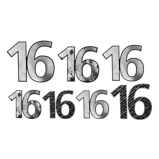 "16" Foil Cutouts – Asstd – (7/Pkg) by Beistle for Sweet 16 Foil