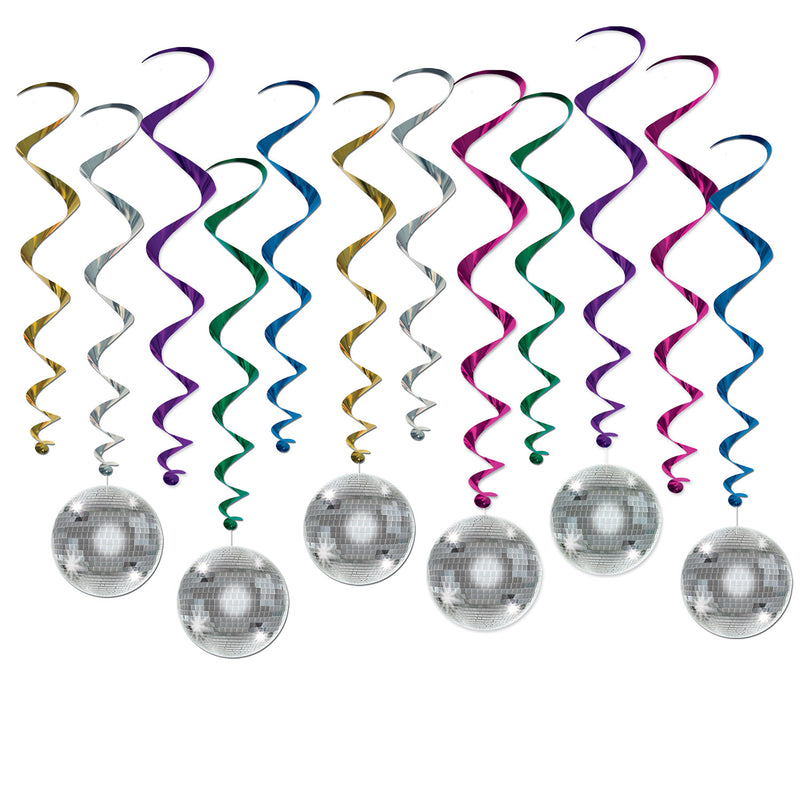 Disco Ball Whirls – 17½"-31" – (12/Pkg) by Beistle for 70's Whirls