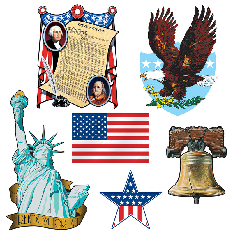 Patriotic Cutouts – 8"-18" – (6/Pkg)