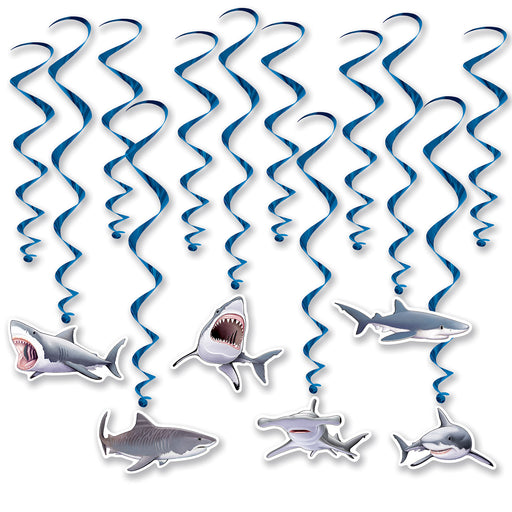 Shark Whirls – 17½"-28½" – (12/Pkg) by Beistle for Shark Whirls