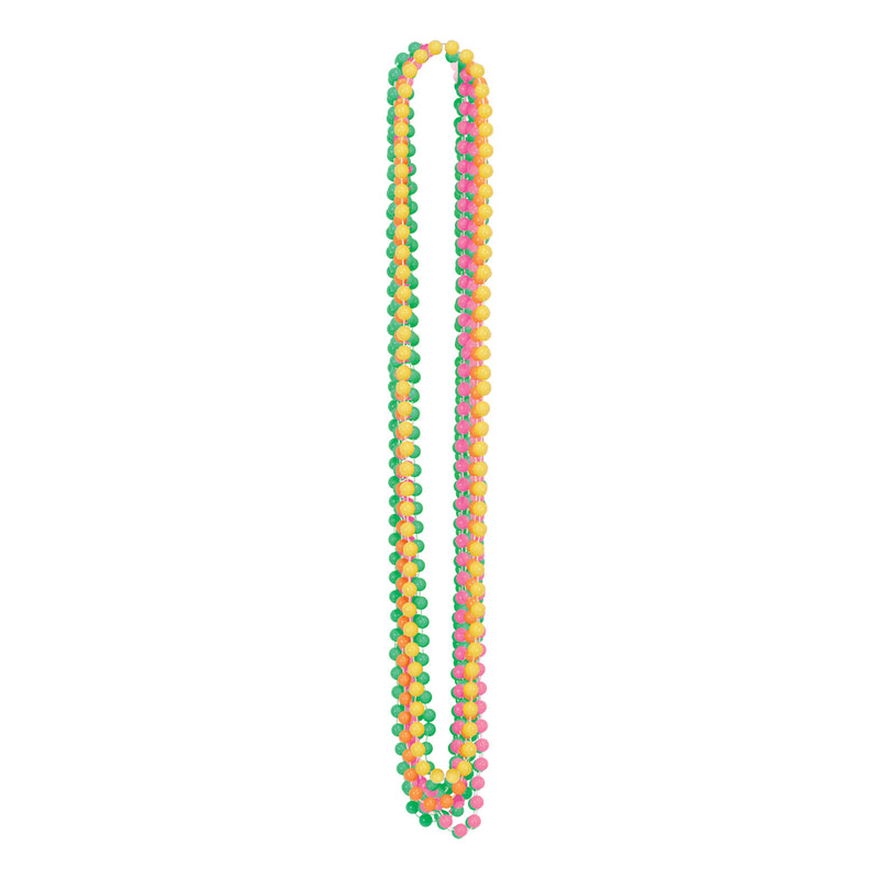 Neon Party Beads – 7mm x 33" – (6/Card) by Beistle for General Occasion Round Party Beads