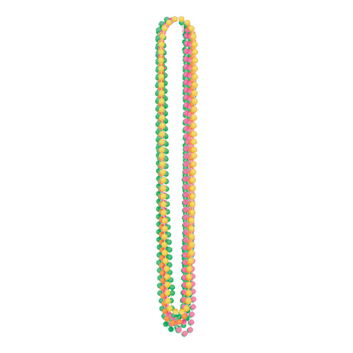 Neon Party Beads – 7mm x 33" – (6/Card) by Beistle for General Occasion Round Party Beads