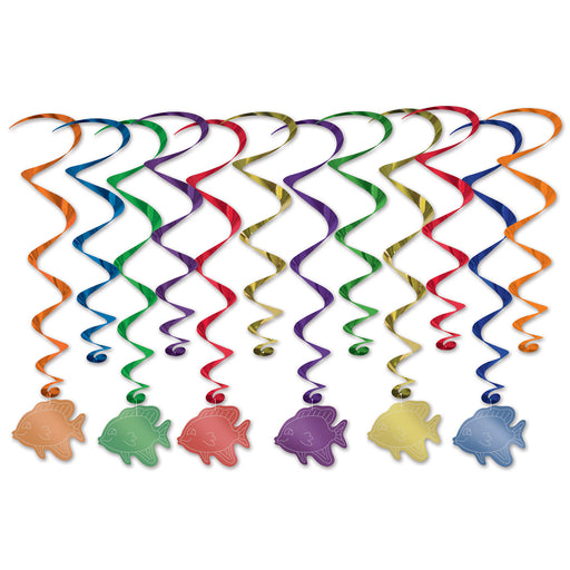 Fish Whirls – 17½"-31½" – (12/Pkg) by Beistle for Under The Sea Whirls