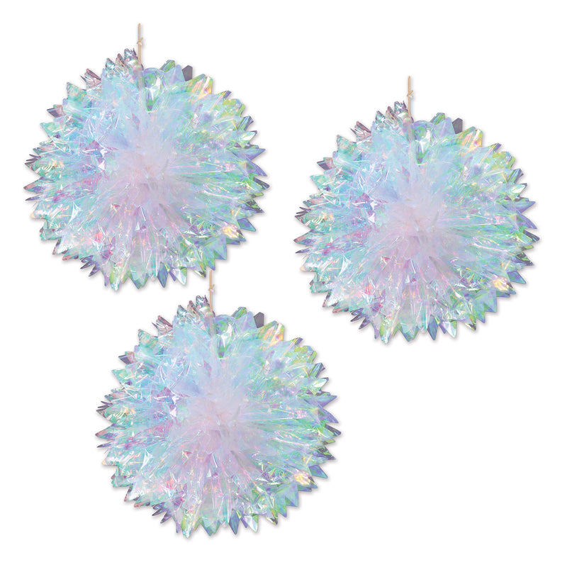 Iridescent Fluff Balls – 16" – (3/Pkg)