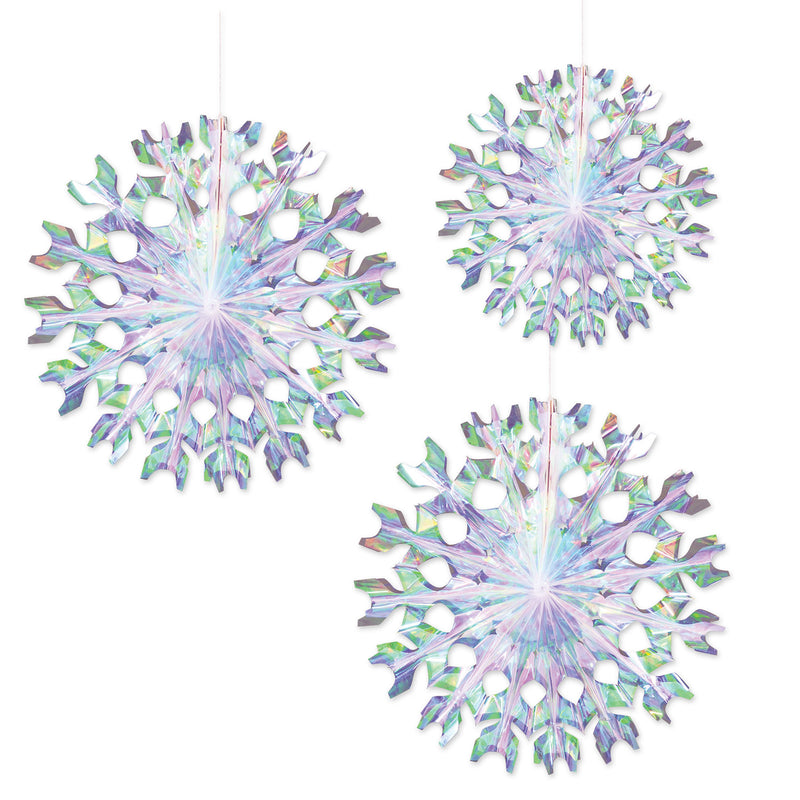 Iridescent Fans – Asstd – (3/Pkg) by Beistle for General Occasion Decorative Fans
