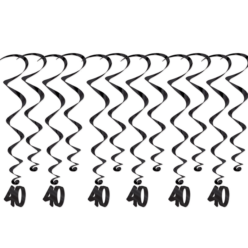 "40" Whirls – 17½"-31½" – (12/Pkg) by Beistle for Over-The-Hill Whirls
