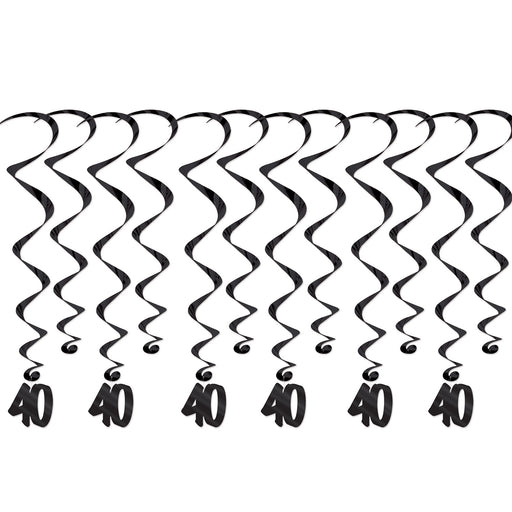 "40" Whirls – 17½"-31½" – (12/Pkg) by Beistle for Over-The-Hill Whirls