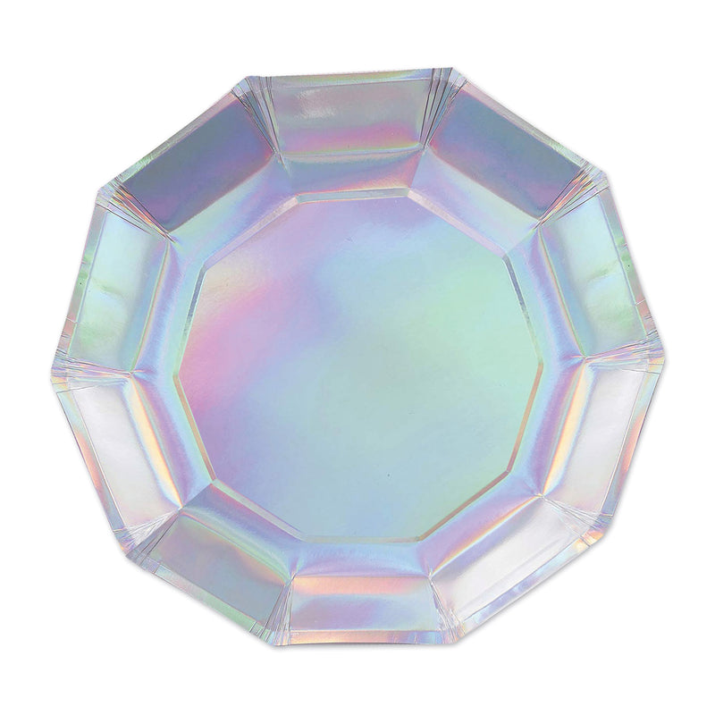Iridescent Decagon Plates – 7" – (8/Pkg)
