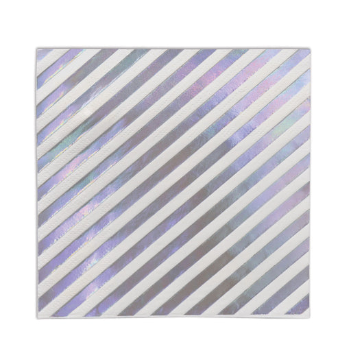Iridescent Stripes Beverage Napkins – (16/Pkg) by Beistle for General Occasion Napkins-Beverage