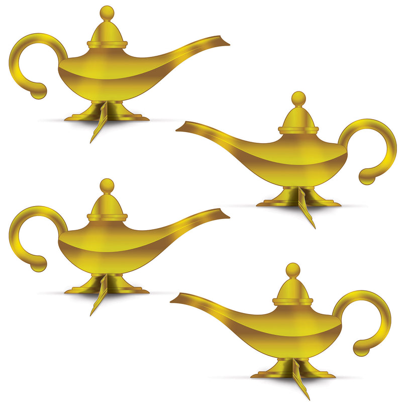 3-D Foil Lamp Centerpieces – 14¾" x 7¾" – (4/Pkg) by Beistle for Arabian Nights 3-D