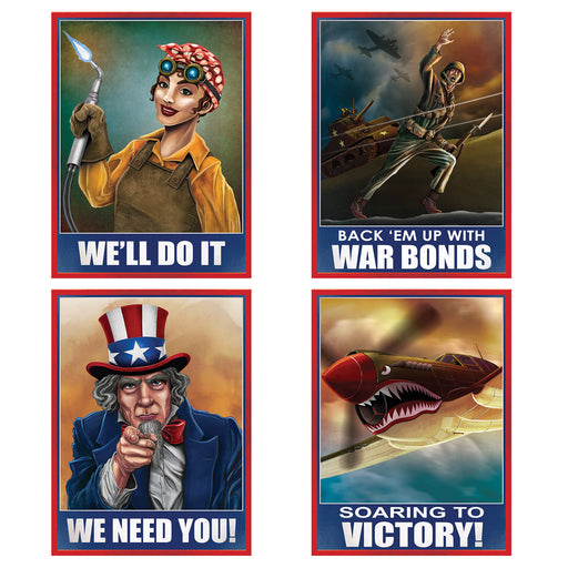 World War II Poster Cutouts – 15¼" – (4/Pkg) by Beistle for Patriotic Signs
