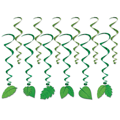 Tropical Leaves Whirls – 17½"-32¼" – (12/Pkg) by Beistle for Jungle Whirls