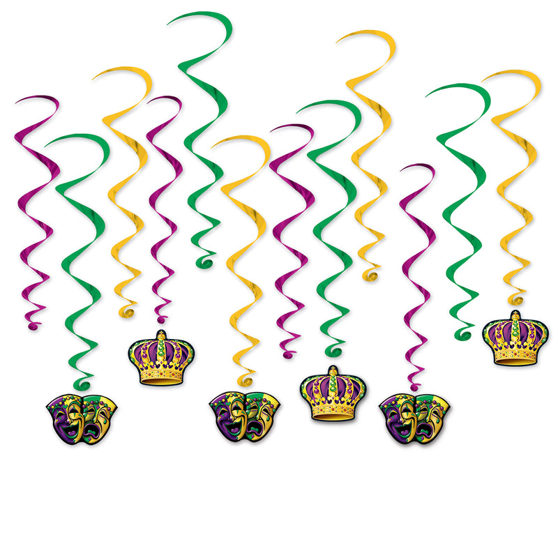 Mardi Gras Whirls – 17½"-31½" – (12/Pkg)