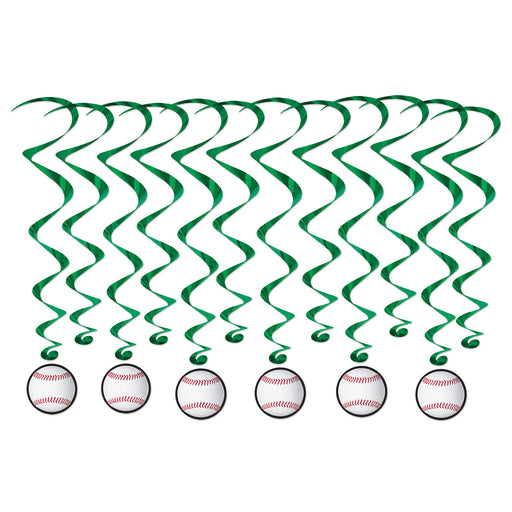 Baseball Whirls – 17½"-34" – (12/Pkg) by Beistle for Baseball Whirls