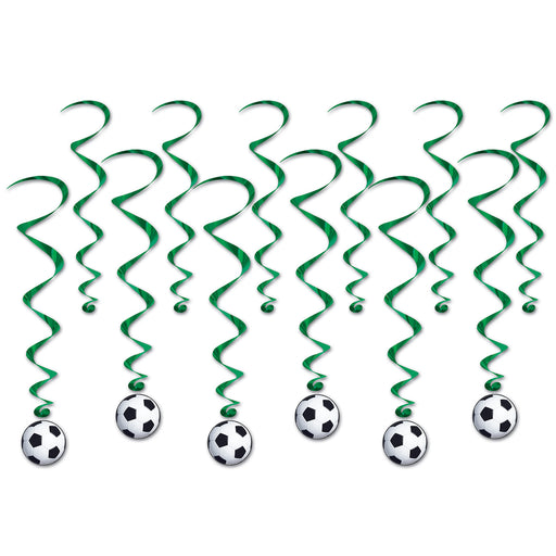Soccer Ball Whirls – 17½"-34¾" – (12/Pkg) by Beistle for Soccer Whirls