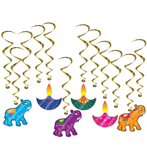 Diwali Whirls – 15"-28½" – (12/Pkg) by Beistle for Diwali Whirls
