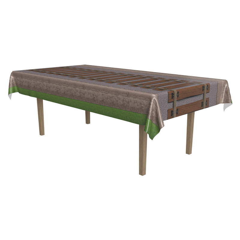 Railroad Track Tablecover – 54" x 108" – (1/Pkg) by Beistle for Western Table Covers - Patterned