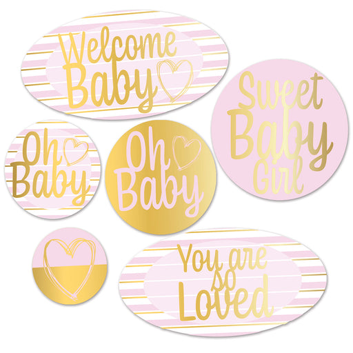 Foil Welcome Baby Cutouts – 5"-13¾" – (6/Pkg) by Beistle for Baby Shower Foil