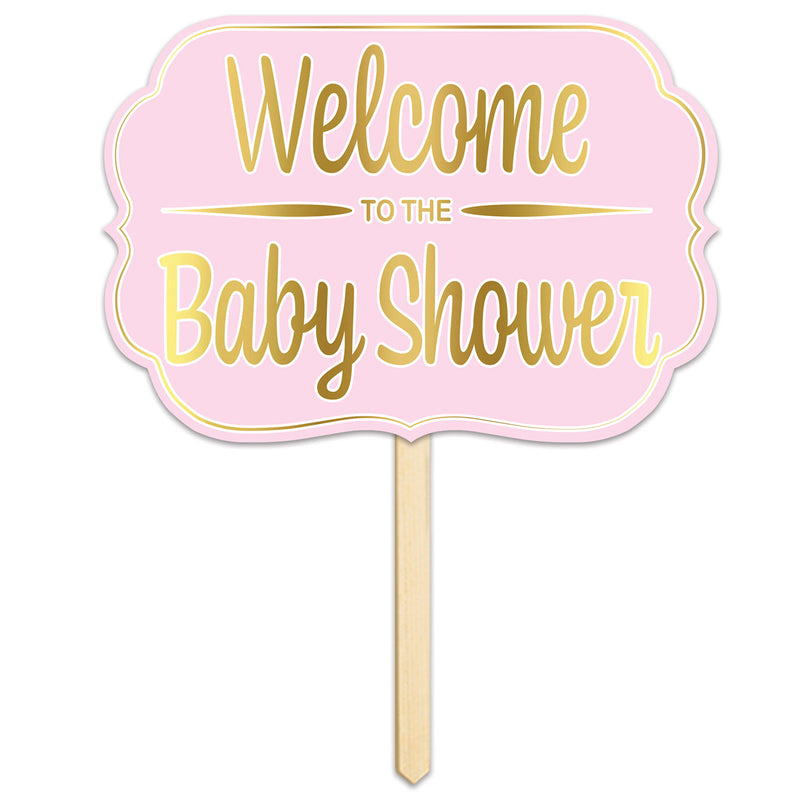 Foil Welcome ToThe Baby Shower Yard Sign – 10" x 14½" by Beistle for Baby Shower Yard Signs