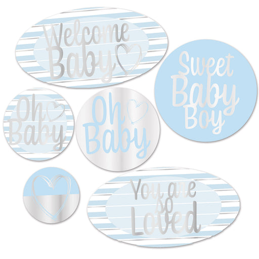Foil Welcome Baby Cutouts – 5"-13¾" – (6/Pkg) by Beistle for Baby Shower Foil