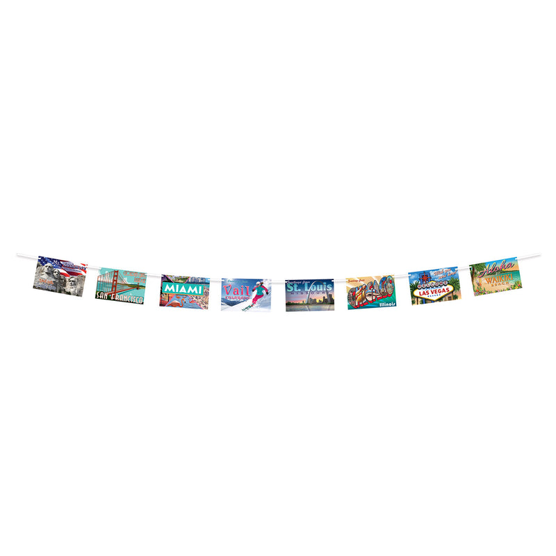 Travel America Postcard Streamer – 6" x 8' – (1/Pkg) by Beistle for Travel Across The USA Streamers