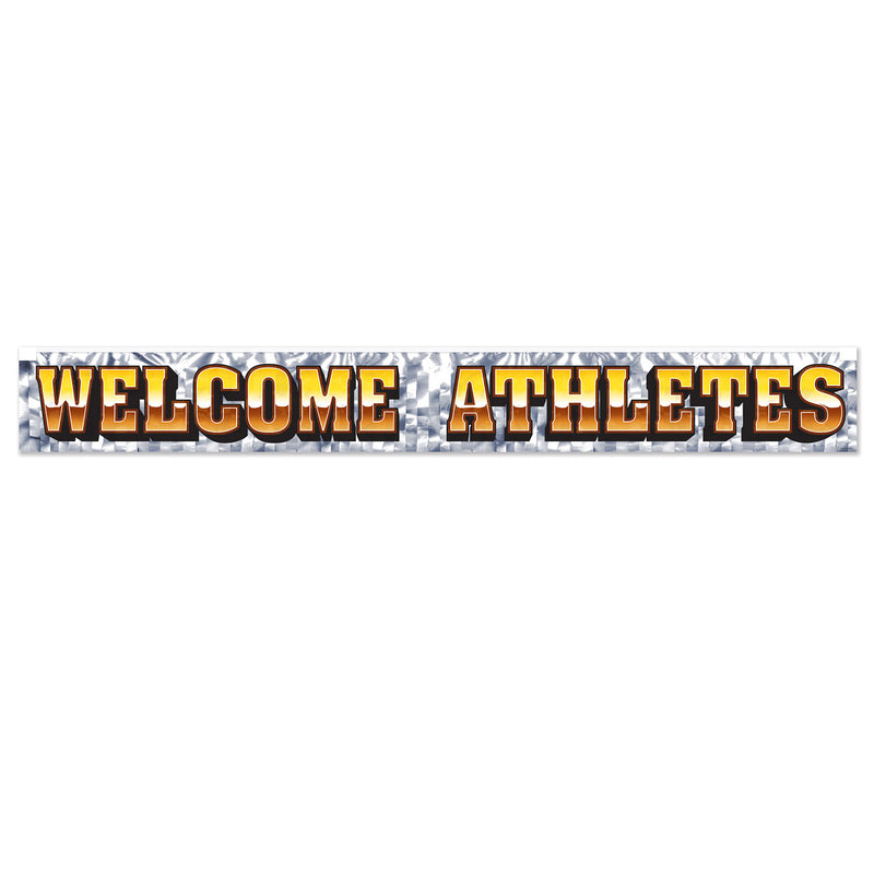 Metallic Welcome Athletes Fringe Banner – 7½" x 5' – (1/Pkg) by Beistle for Sports Metallic Banners