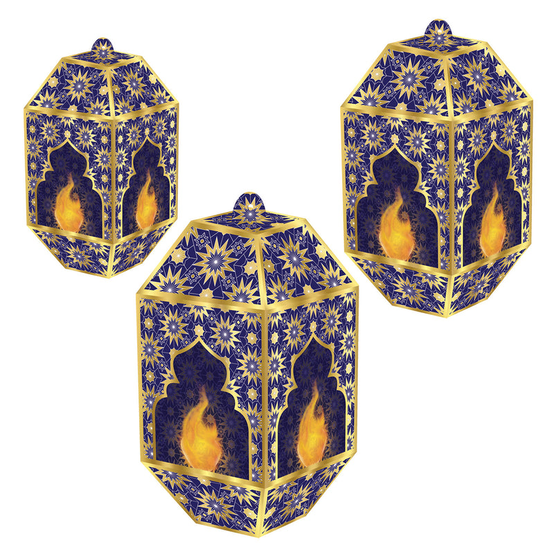 Foil Ramadan Paper Lanterns – Asstd – (3/Pkg)