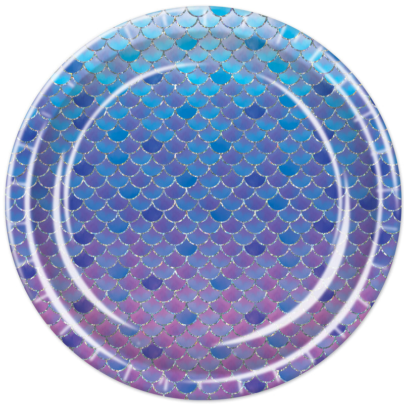 Mermaid Scales Plates – 9" – (8/Pkg) by Beistle for Mermaid Plates-Dinner
