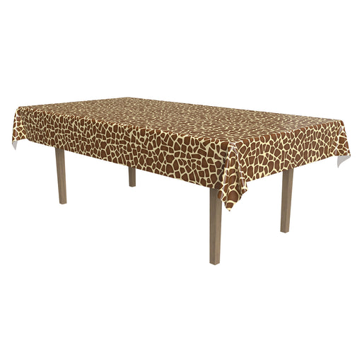 Giraffe Print Tablecover – 54" x 108" – (1/Pkg) by Beistle for Jungle Table Covers - Patterned
