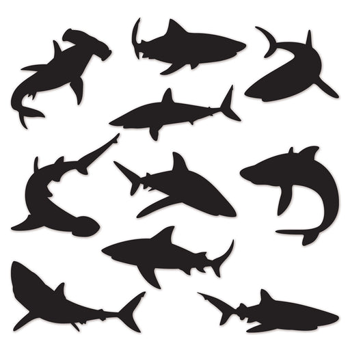 Shark Silhouettes – 10"-15" – (10/Pkg) by Beistle for Shark Silhouettes