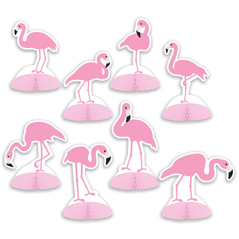 Flamingo Mini Centerpieces – 4¾"-6¼" – (8/Pkg) by Beistle for Luau Tissue