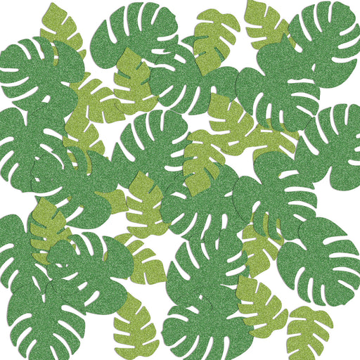 Tropical Palm Leaf Dlx Sparkle Confetti – (½ Oz/Pkg) by Beistle for Jungle Deluxe Sparkle