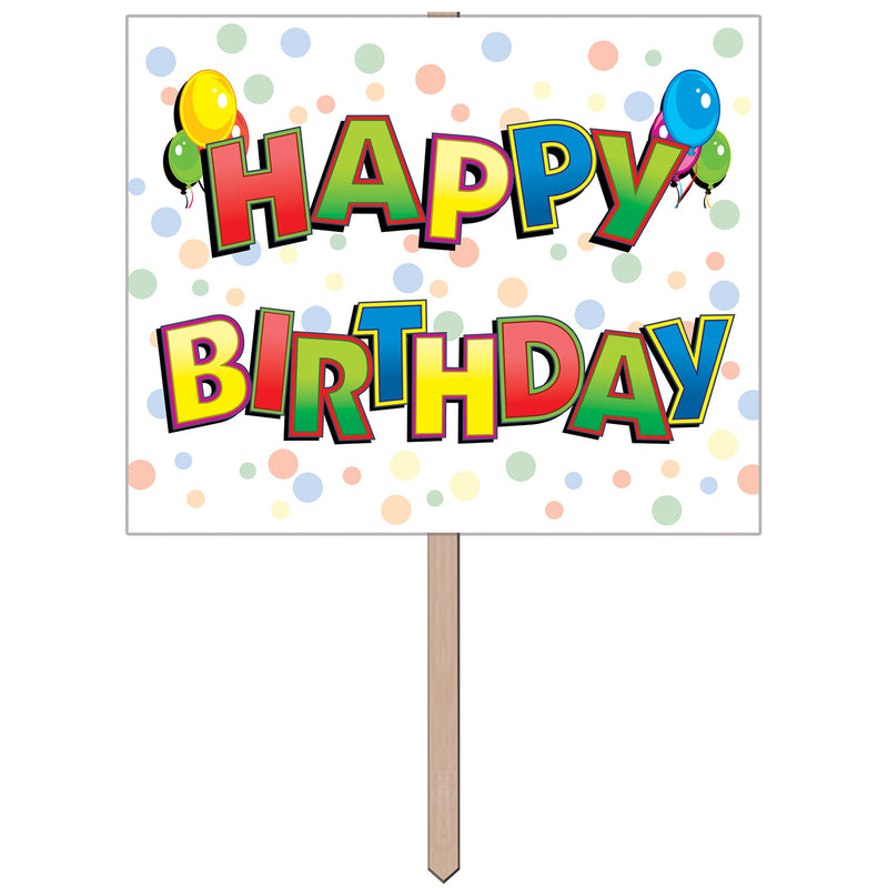 Happy Birthday Yard Sign – 12" x 15" by Beistle for Birthday Yard Signs