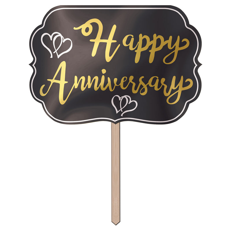 Foil Happy Anniversary Yard Sign – 10" x 14½" by Beistle for Anniversary Yard Signs