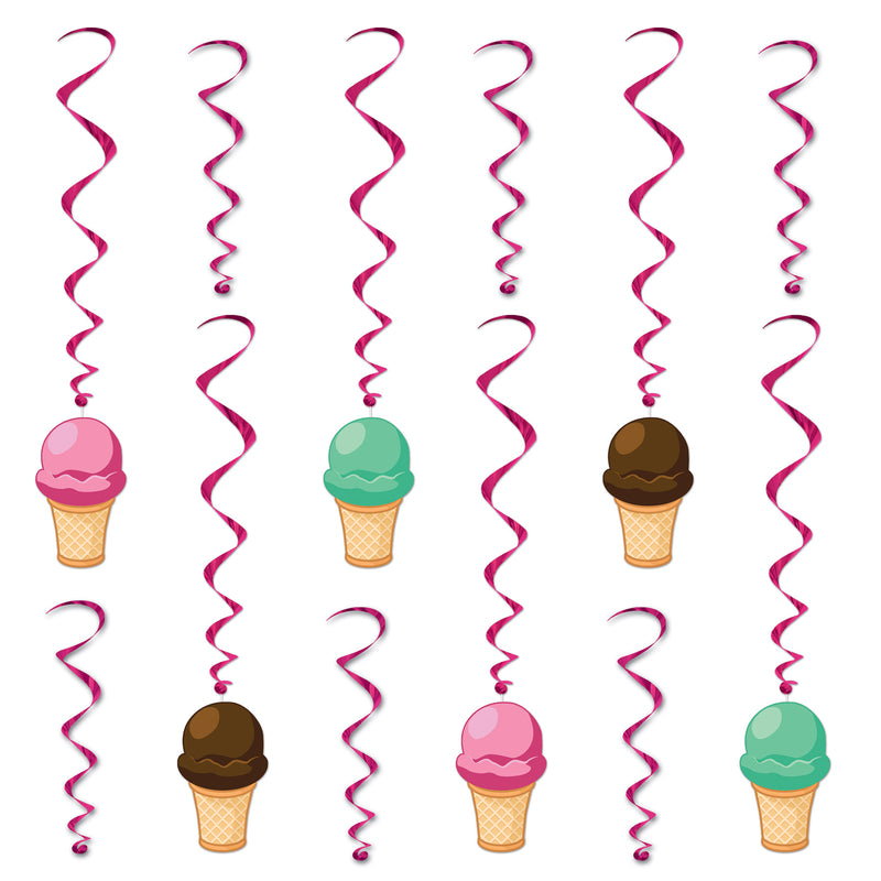 Ice Cream Whirls – 15"-25½" – (12/Pkg) by Beistle for Spring/Summer Whirls